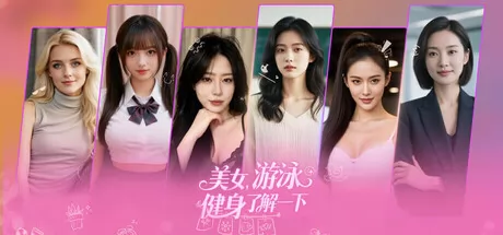 美女，游泳健身了解一下游戏logo